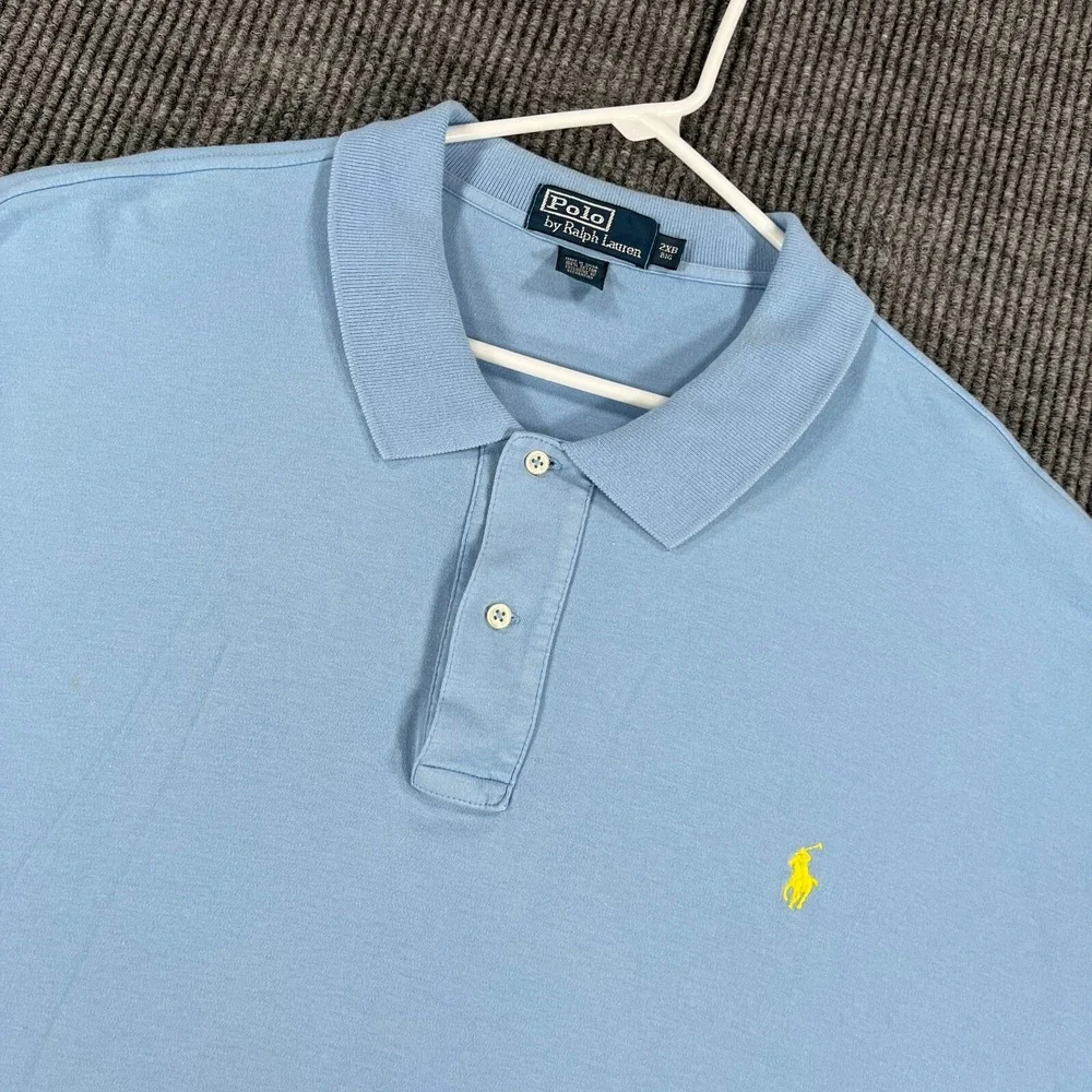 Polo Ralph Lauren Shirt Mens 2XB Big Blue Short Sleeve Casual Golf Outdoor Light